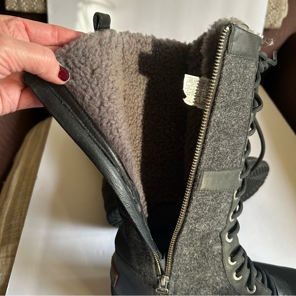 UGG Elvia Black Grey Tall Waterproof Lace Up Boots Size 8 - Picture 10 of 13